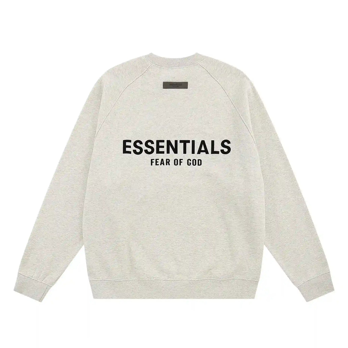 Essentials cloud dance sweatshirt back view beveled logo branding