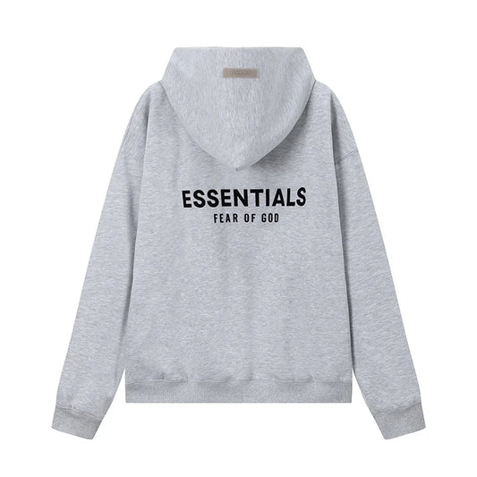 essentials dark heather oatmeal hoodie soft fleece pullover casual