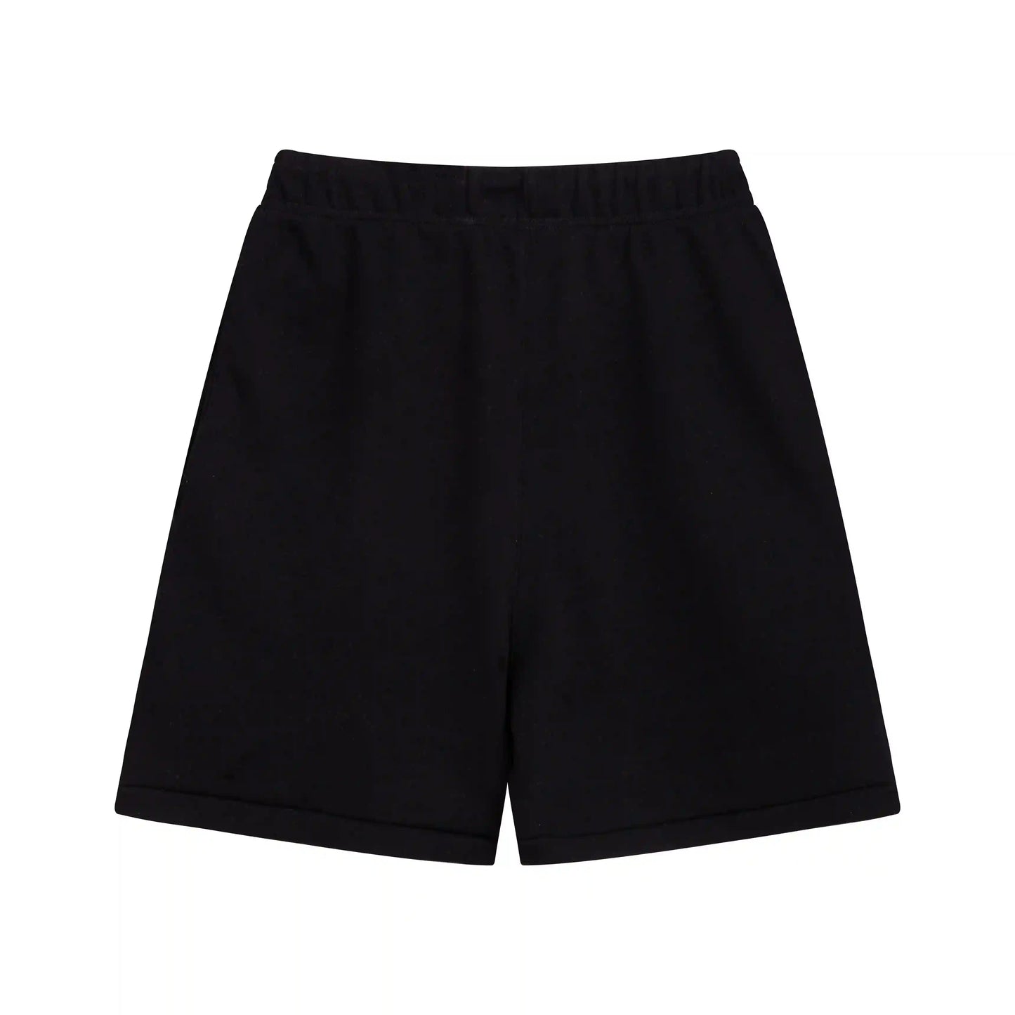 Fear of God Essentials Black fleece shorts relaxed fit side view