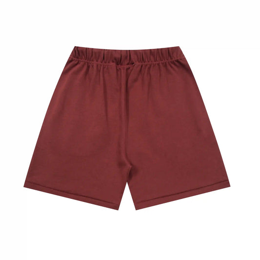 Fear of God Essentials Dark Chestnut fleece shorts relaxed fit side view