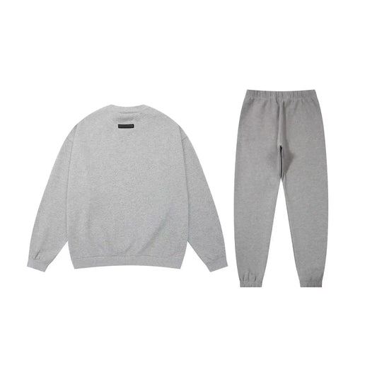 Fear of God Essentials Dark Heather Oatmeal hoodie set hoodie and jogger set