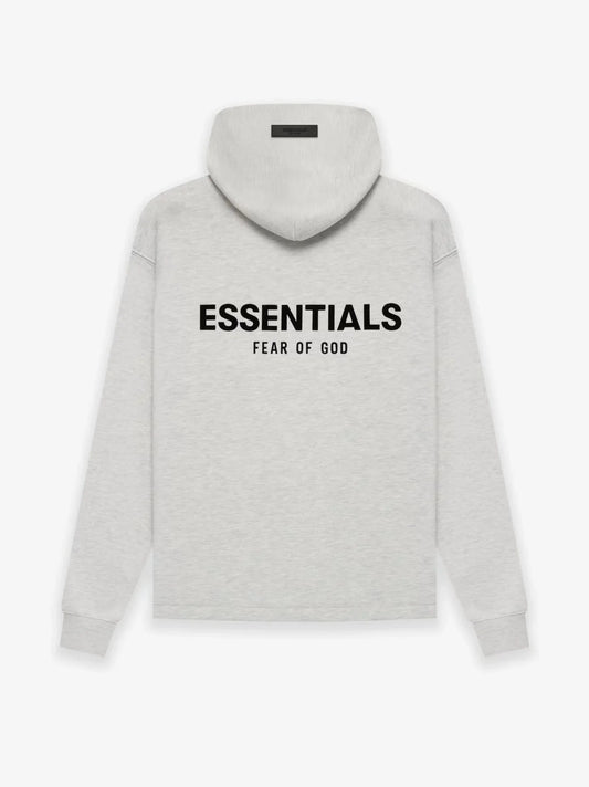 essentials light heather oatmeal pullover hoodie soft fleece casual