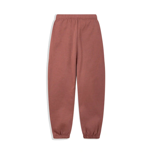 Premium fleece fabric detail on dark chestnut sweatpants by Fear of God