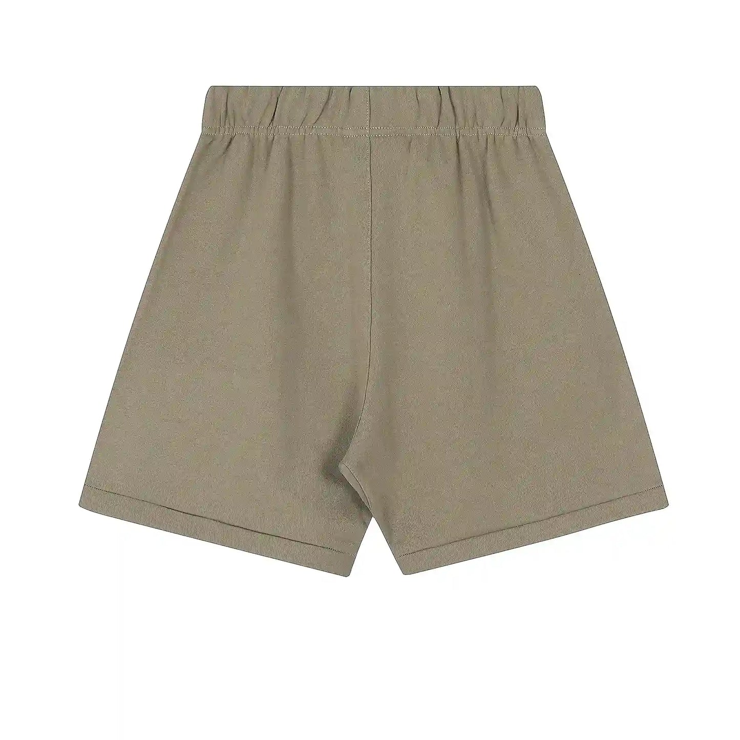 Fear of God Essentials Sandrift beige fleece shorts with tonal logo and long drawstrings