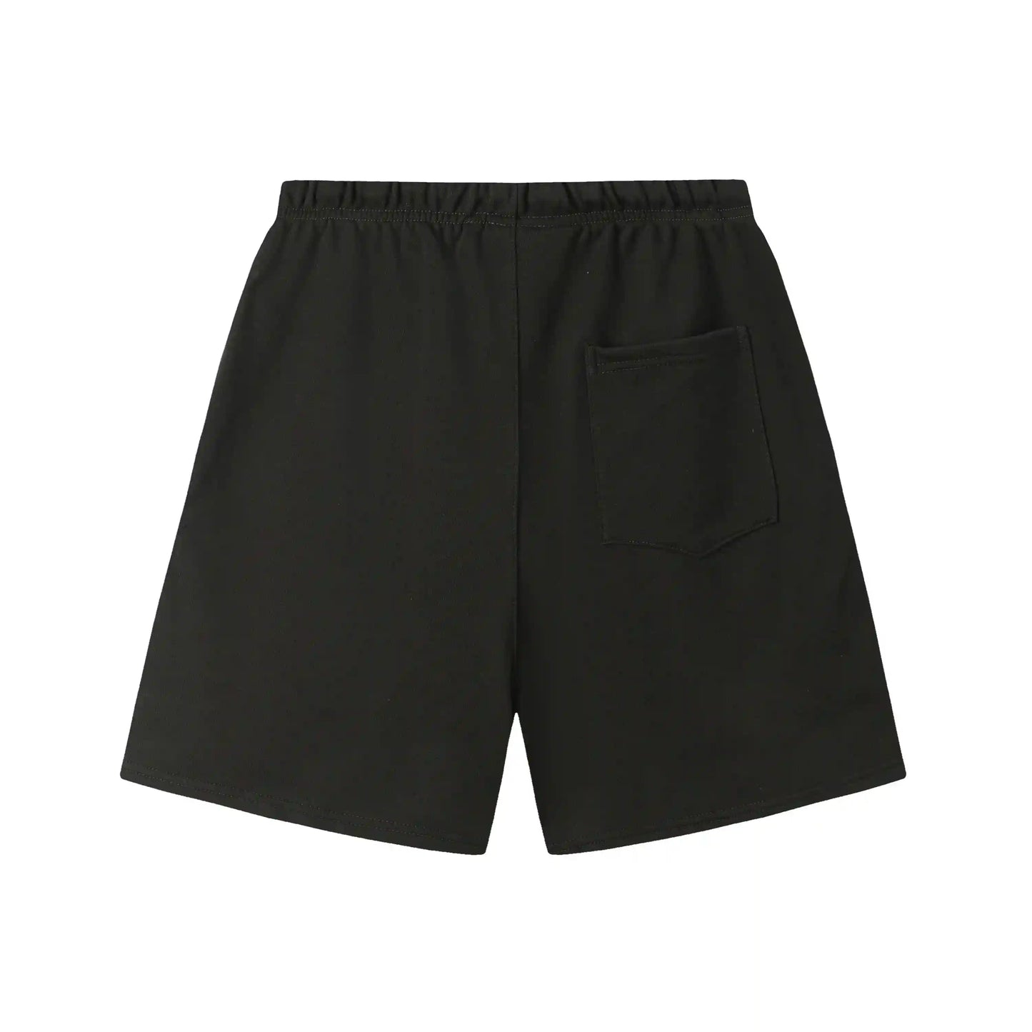 Fear of God Essentials Black fleece shorts relaxed fit side view