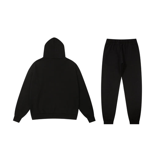 Essentials black relaxed fleece hoodie with soft interior detail by Fear Of God