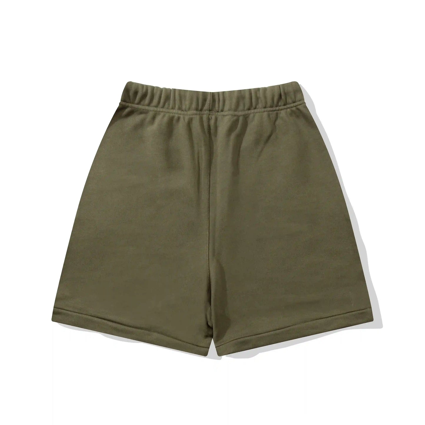 Essentials Hemlock Green Fear of God shorts with tonal logo and heavyweight fleece finish