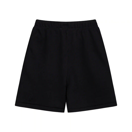 Fear of God Essentials Black fleece shorts relaxed fit side view