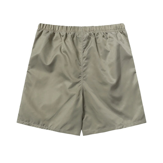 Essentials heathered grey fleece shorts with drawstring waist and tonal branding