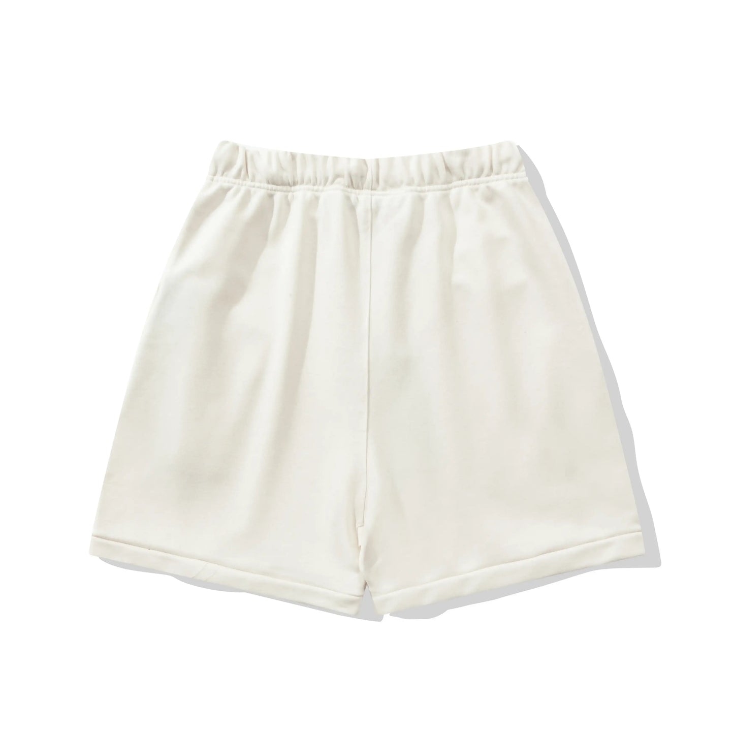 Fear of God Essentials Cloud Dance fleece shorts in light grey with tonal logo and relaxed silhouette