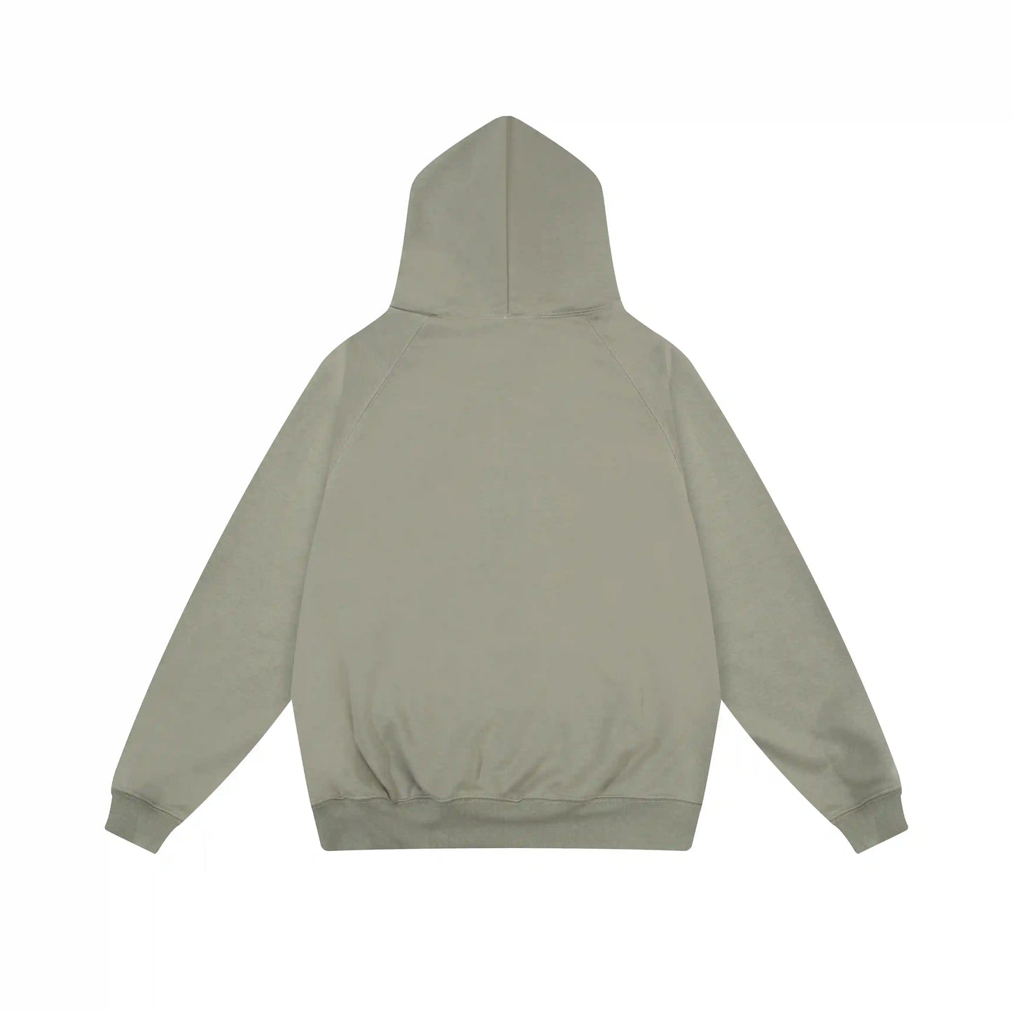 Essentials grey hoodie back view relaxed fit heavyweight core fleece
