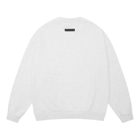 Essentials cloud dance sweatshirt back view beveled metallic logo branding
