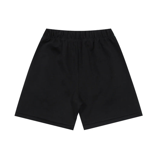 Fear of God Essentials black fleece shorts with tonal logo and drawstring waistband