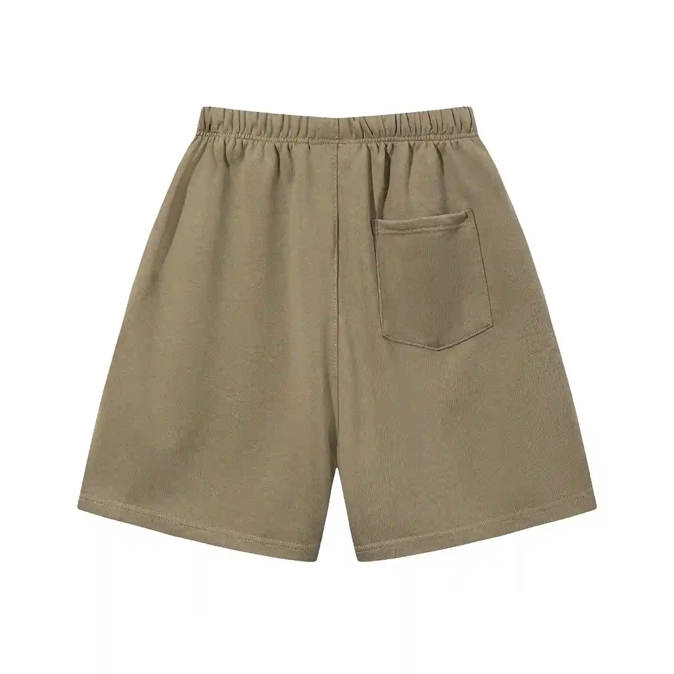 Fear of God Essentials dark beige fleece shorts with tonal branding and long drawcords
