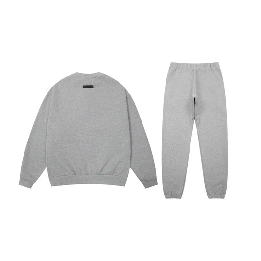 Essentials dark heather oatmeal daily comfort fleece hoodie with soft interior detail by Fear Of God