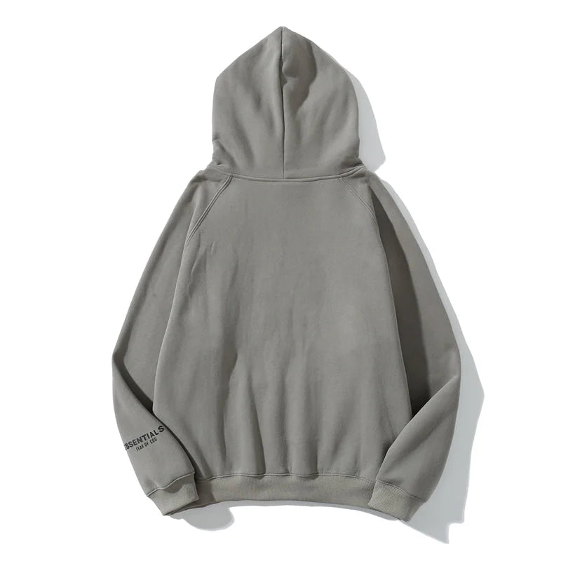 essentials oversized grey hoodie soft fleece pullover casual