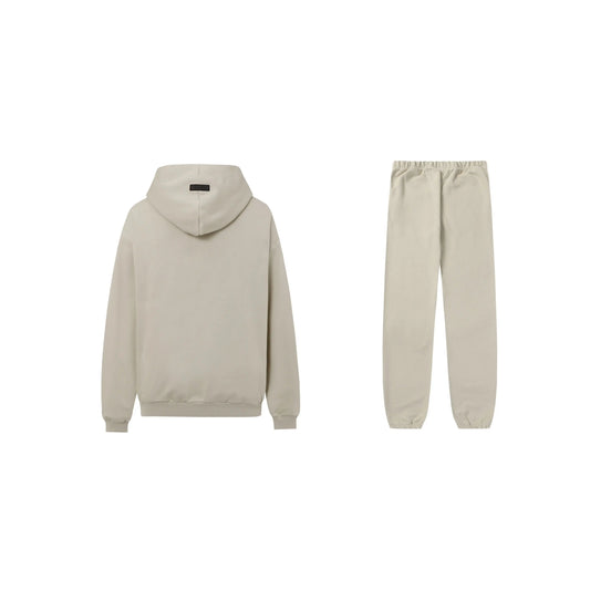 Essentials tracksuit heathered grey angled view relaxed fit set
