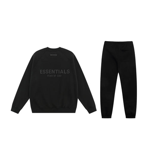 Essentials black urban fleece hoodie with soft interior detail by Fear Of God