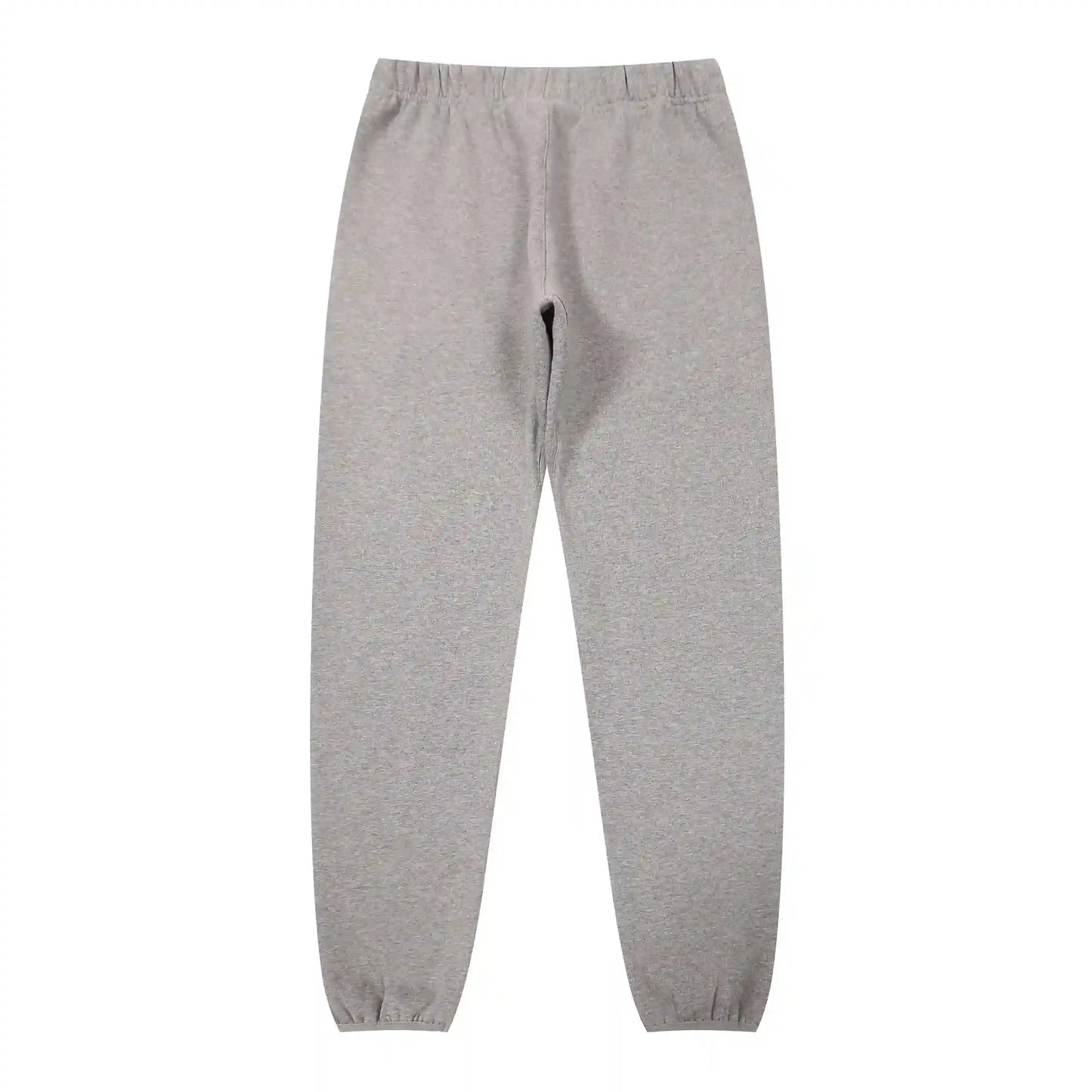 Fear of God Essentials dark heather oatmeal tracksuit back view hoodie and joggers
