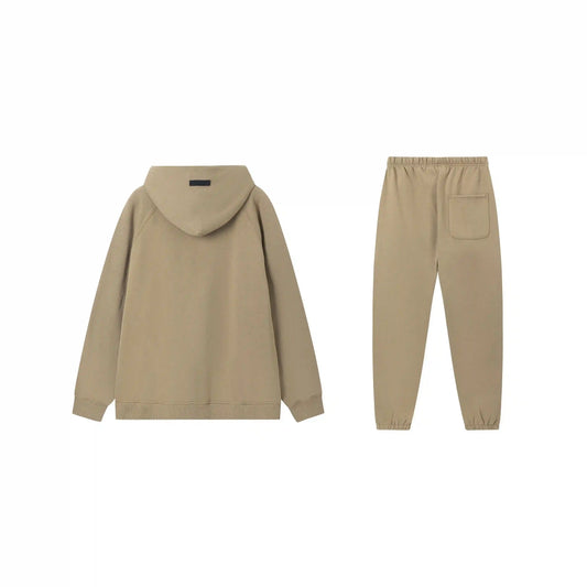 Essentials tracksuit dark beige angled view relaxed fit set