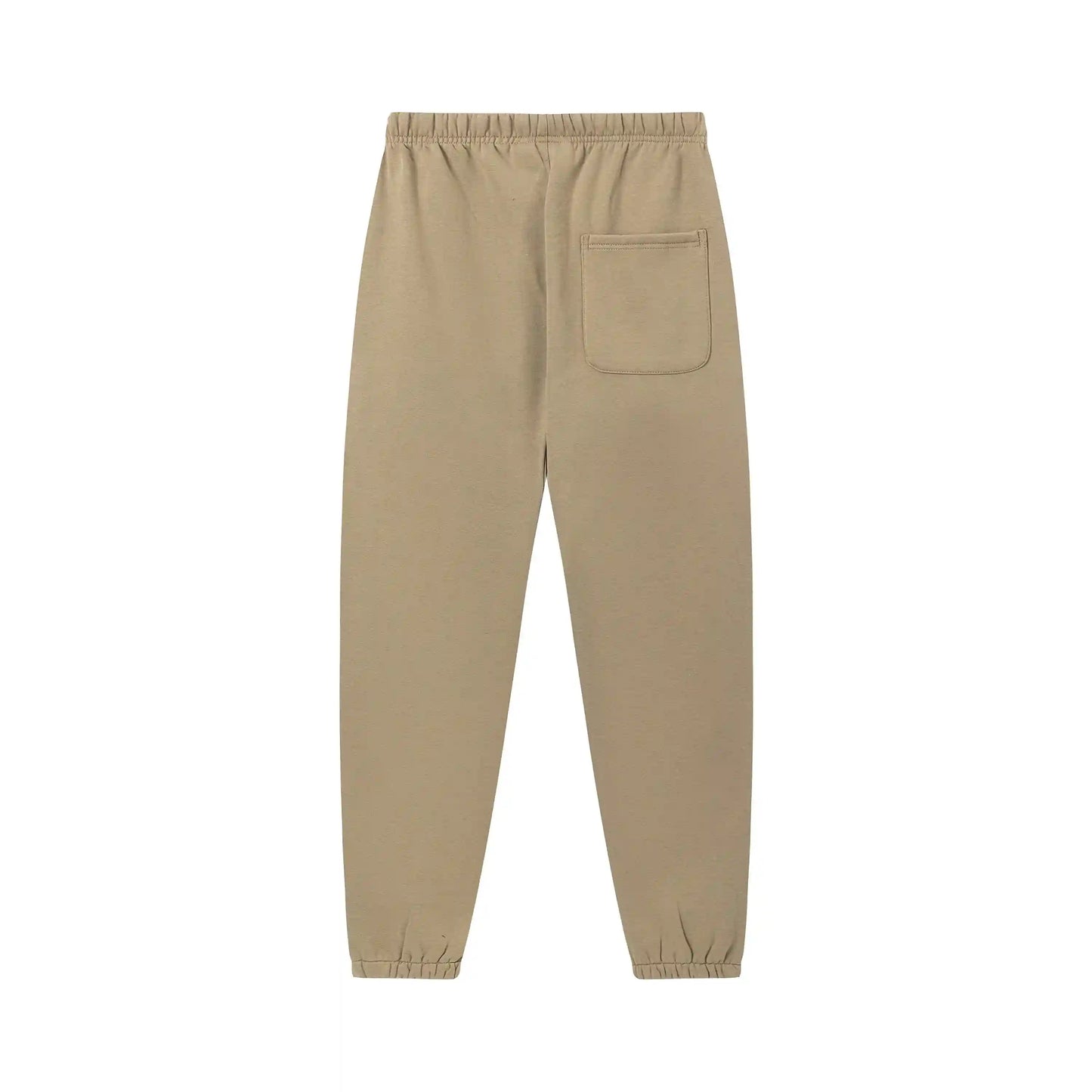 Fear of God Essentials dark beige tracksuit back view hoodie and joggers