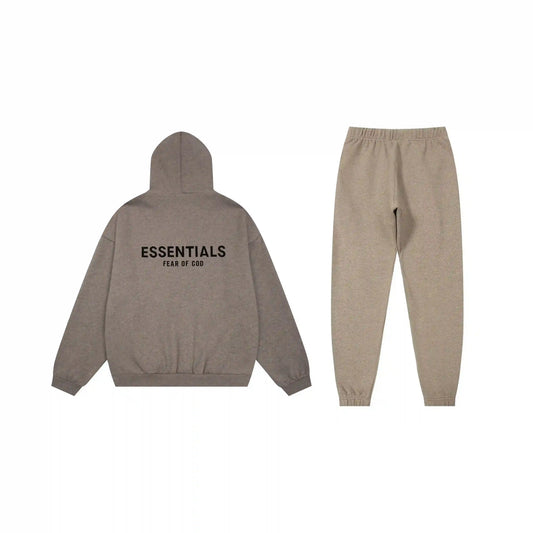 Essentials heathered grey comfort core fleece hoodie interior detail by Fear Of God