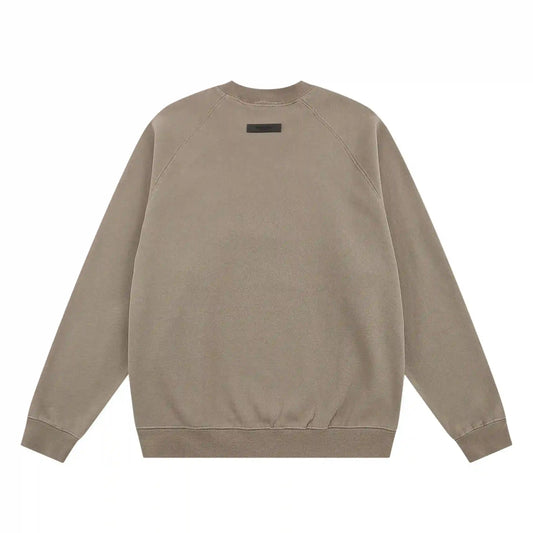 Fear of God Essentials sandrift sweatshirt back view with Essentials logo