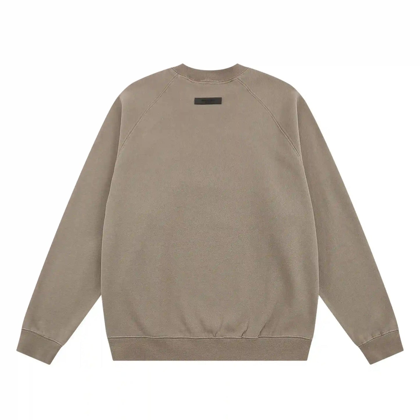 Fear of God Essentials sandrift sweatshirt back view with Essentials logo