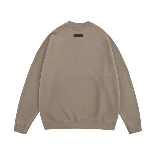 Fear of God Essentials sandrift sweatshirt back view with Essentials logo