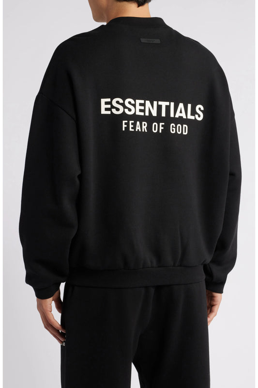 Black Essentials Sweatshirt, Relaxed Streetwear Layer