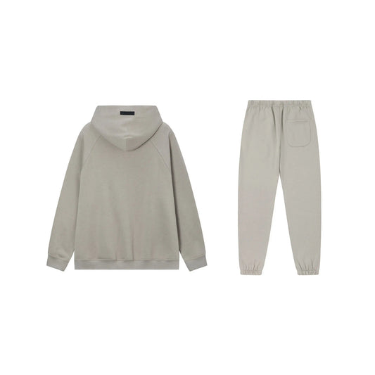 Essentials dusty grey day fleece hoodie with soft interior detail by Fear Of God