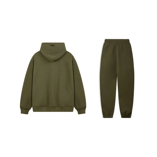Essentials hemlock fleece hoodie with soft interior detail by Fear Of God