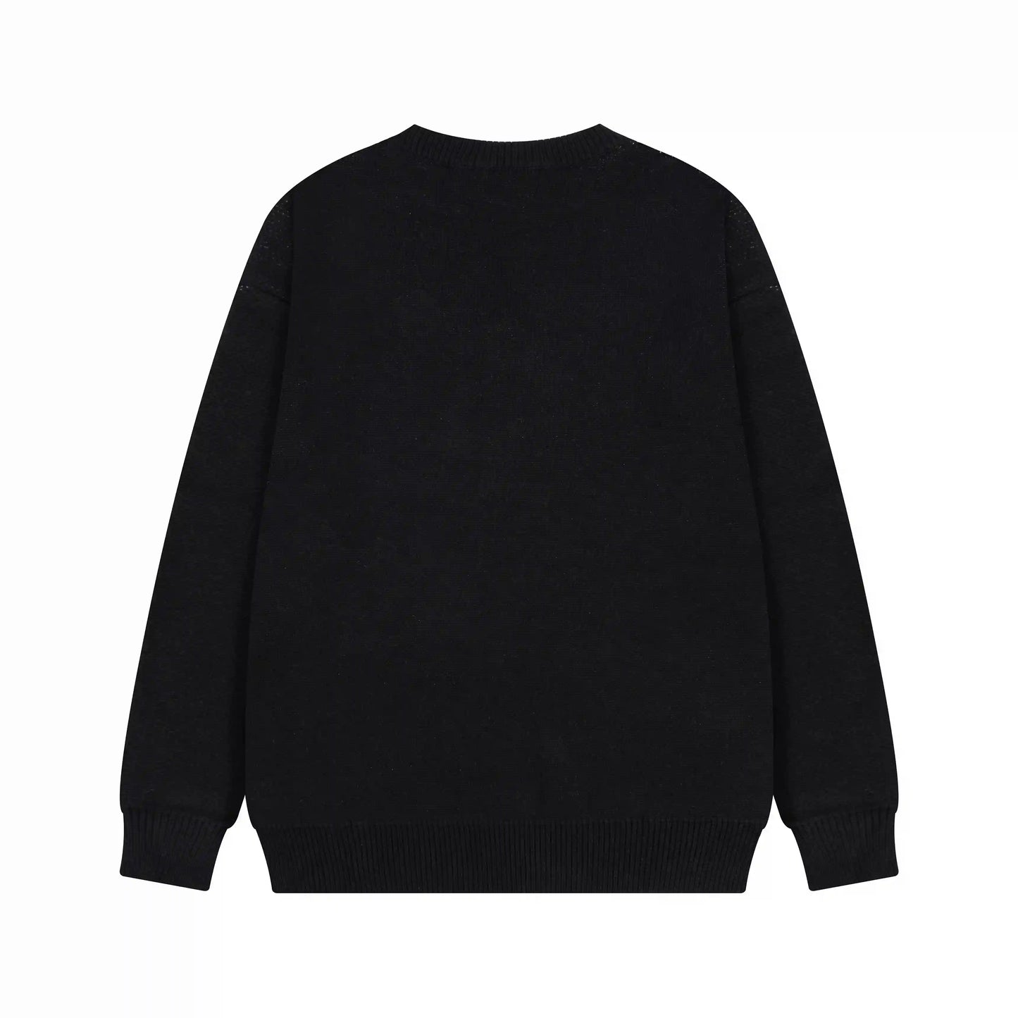 Essentials black sweatshirt back view beveled logo branding