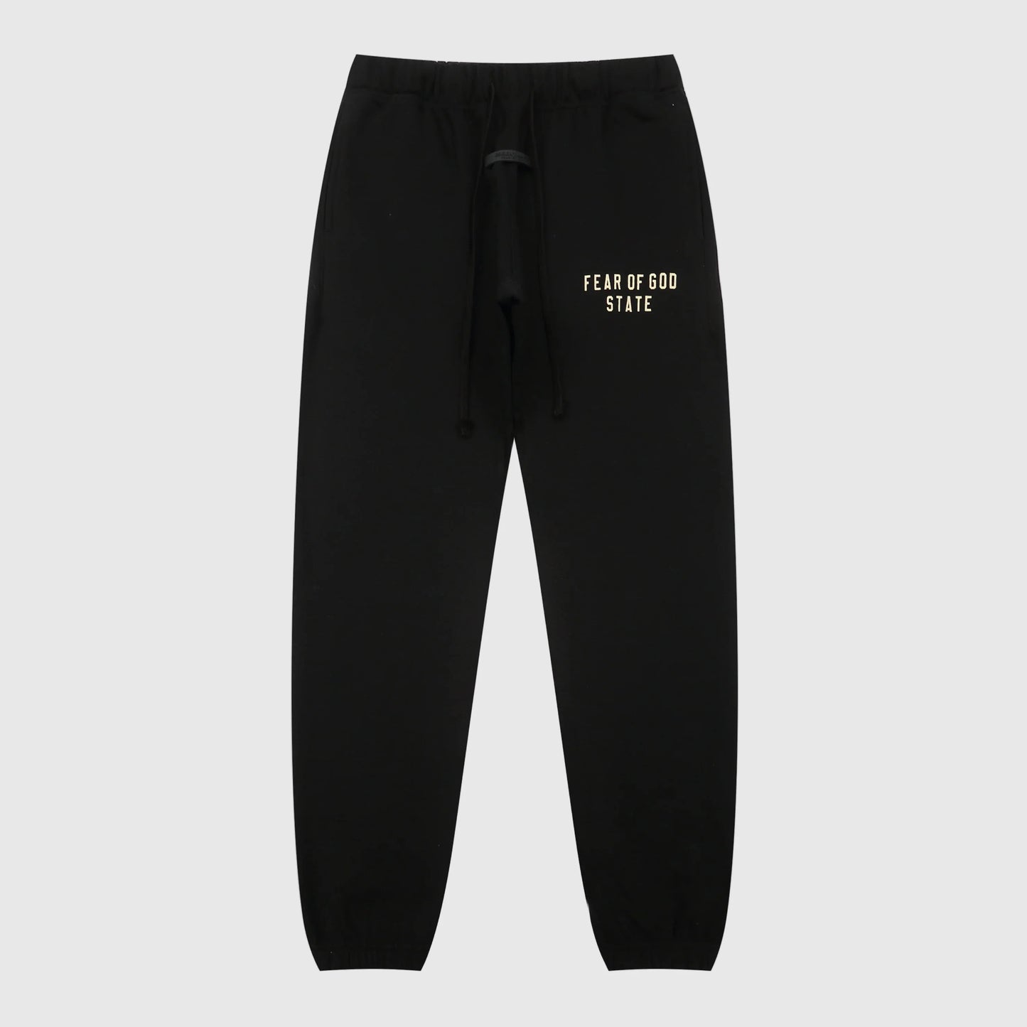 Premium fleece fabric detail on black sweatpants by Fear of God