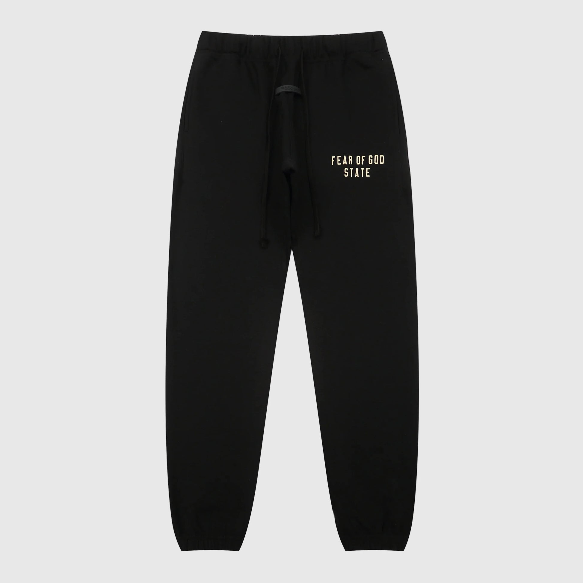 Premium fleece fabric detail on black sweatpants by Fear of God