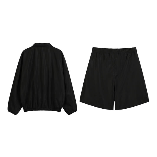 Primary Essentials Tracksuit Black Half-Zip Nylon Pullover