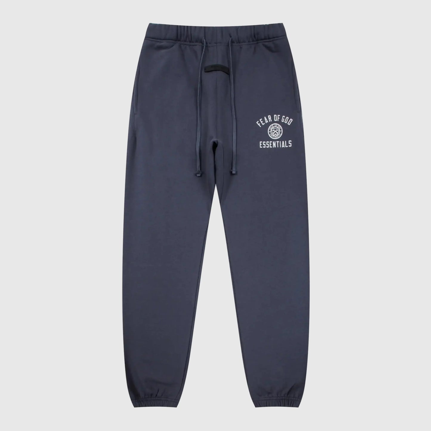 Essentials blue street sweatpants by Fear of God front view