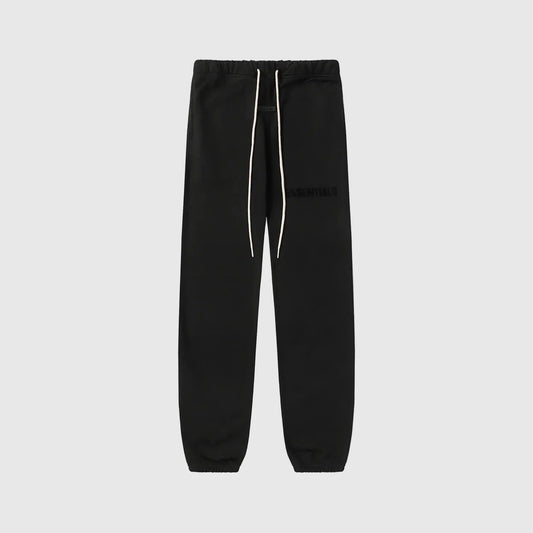 Essentials black classic street fleece sweatpants by Fear of God front view