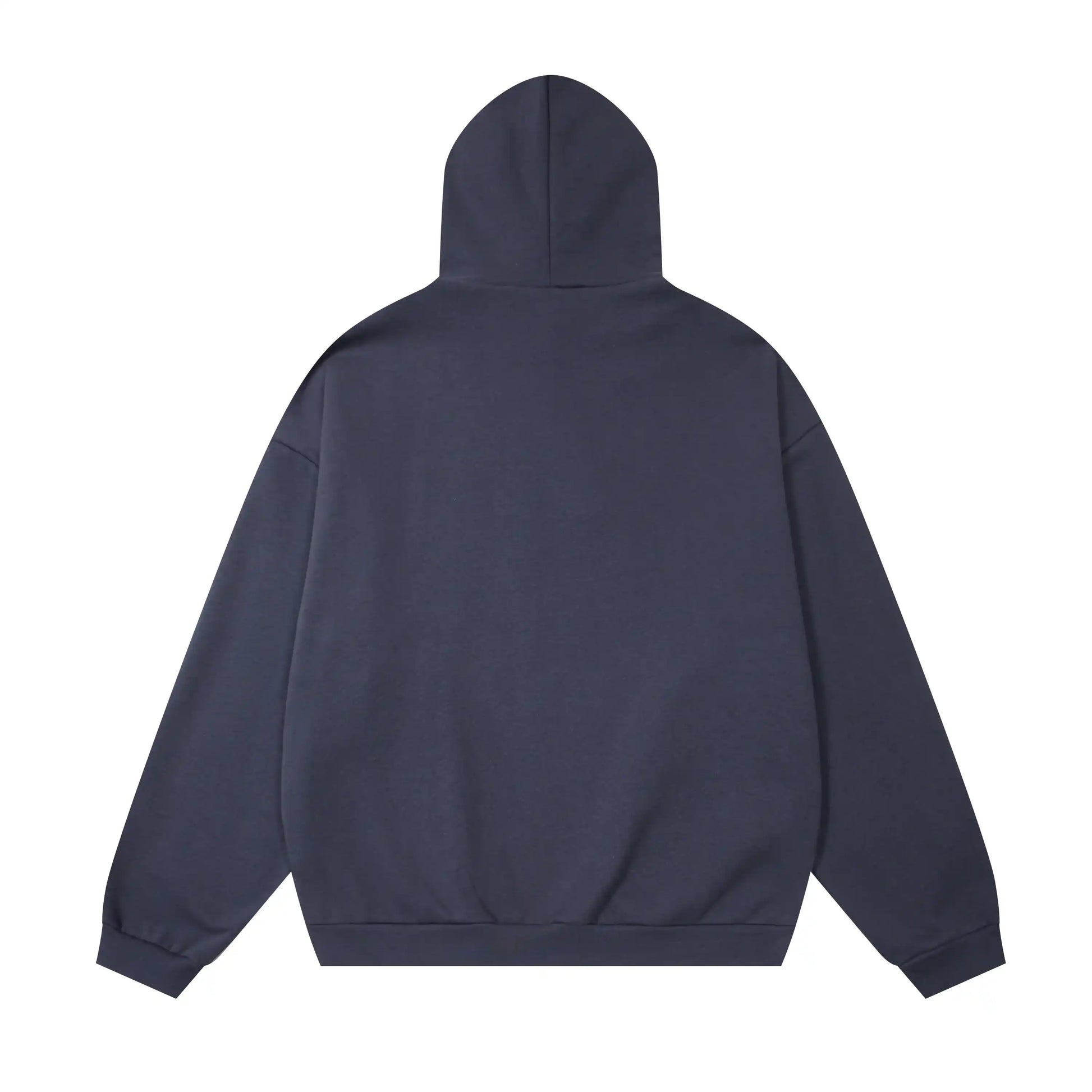 Essentials blue hoodie back view relaxed fit heavyweight core fleece