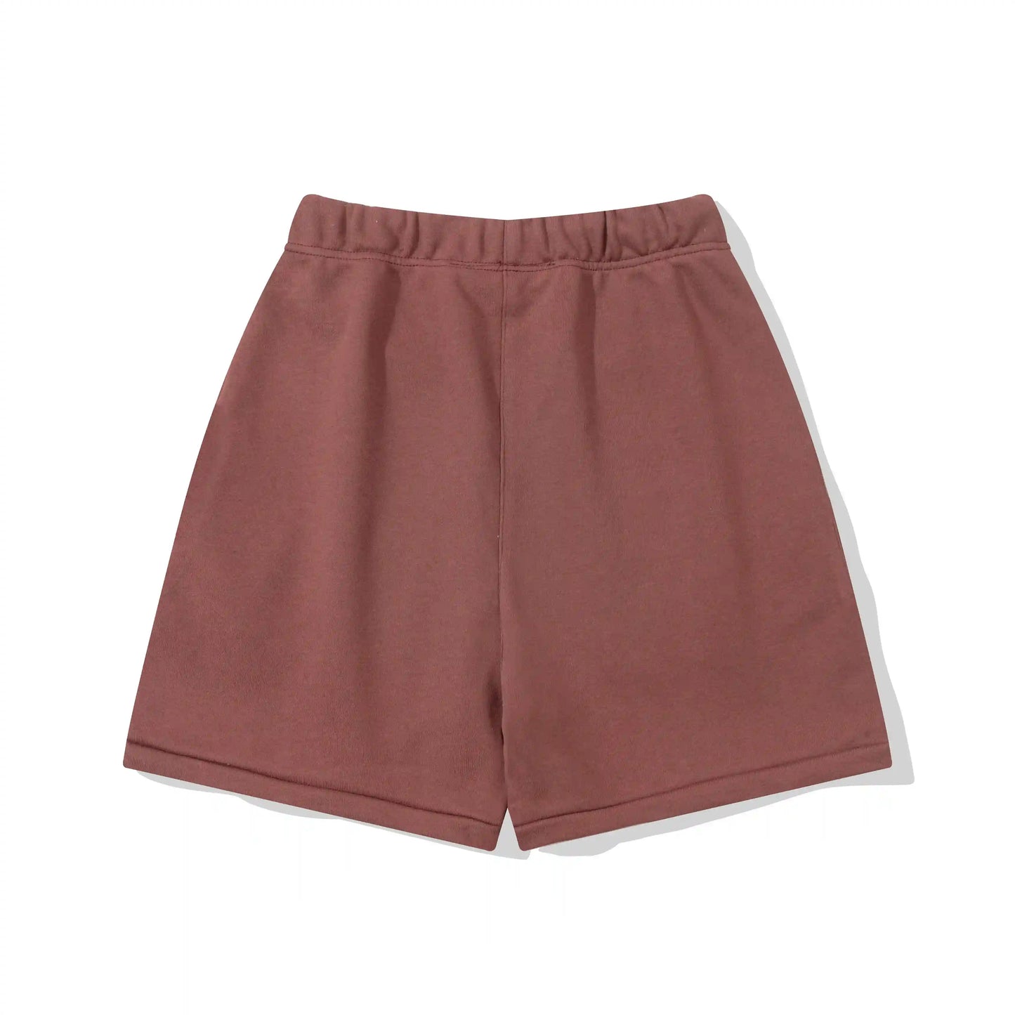 Fear of God Essentials Dark Chestnut fleece shorts relaxed fit side view