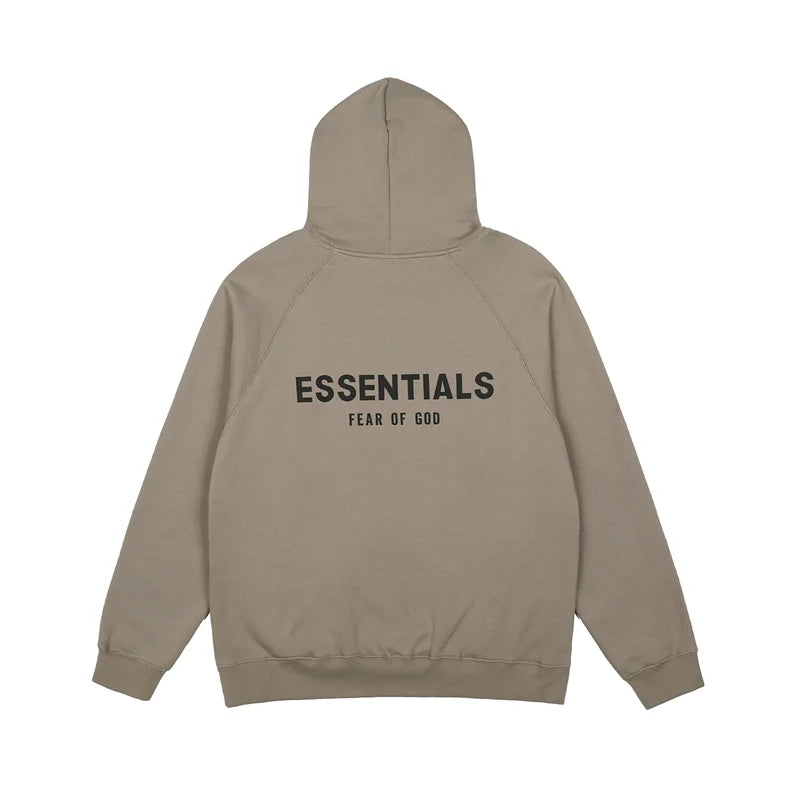 Essentials sandrift hoodie back view relaxed fit heavyweight core fleece