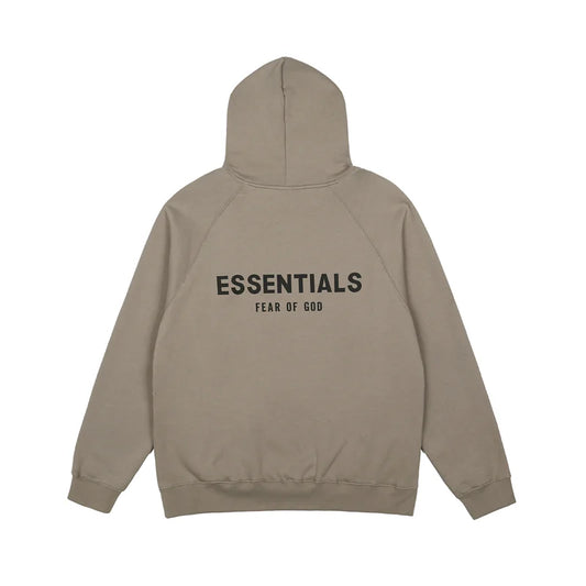Essentials sandrift hoodie back view relaxed fit heavyweight core fleece