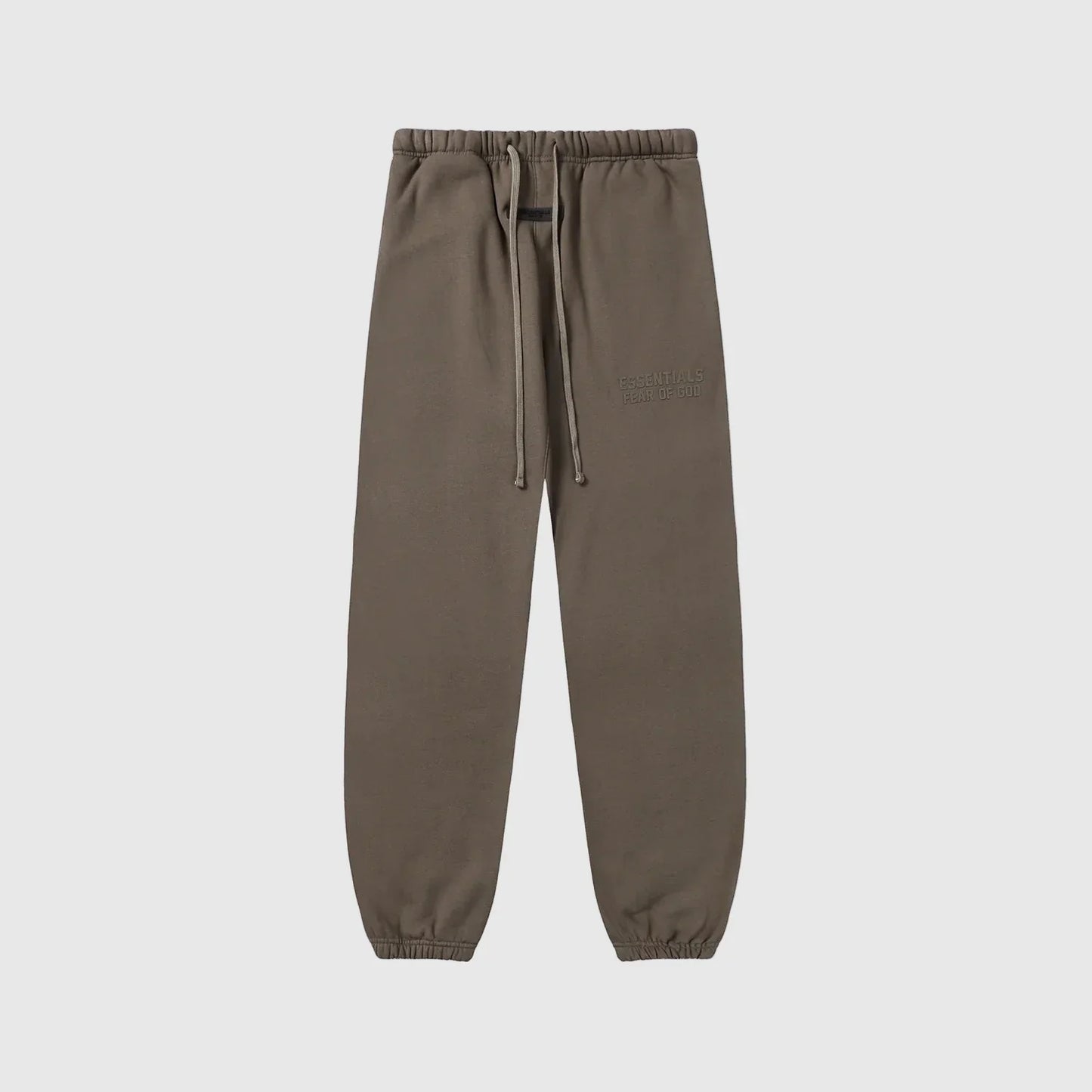 Essentials sandstone core fleece sweatpants front view by Fear Of God
