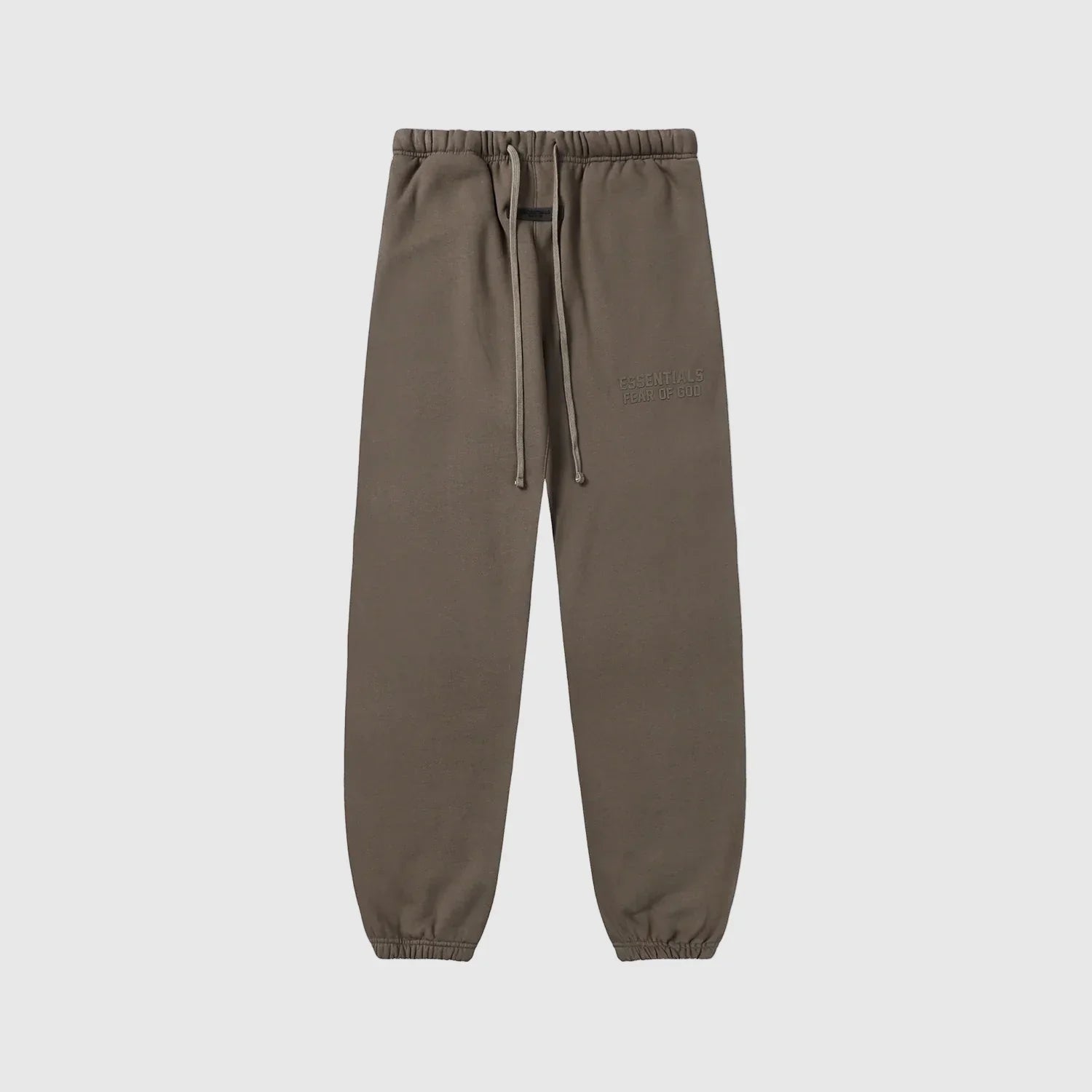 Essentials sandstone core fleece sweatpants front view by Fear Of God