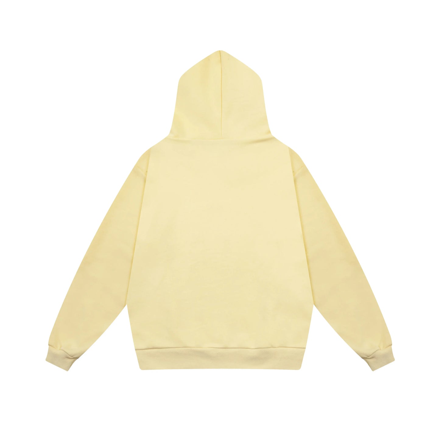 Essentials Garden Yellow hoodie back view relaxed fit heavyweight core fleece