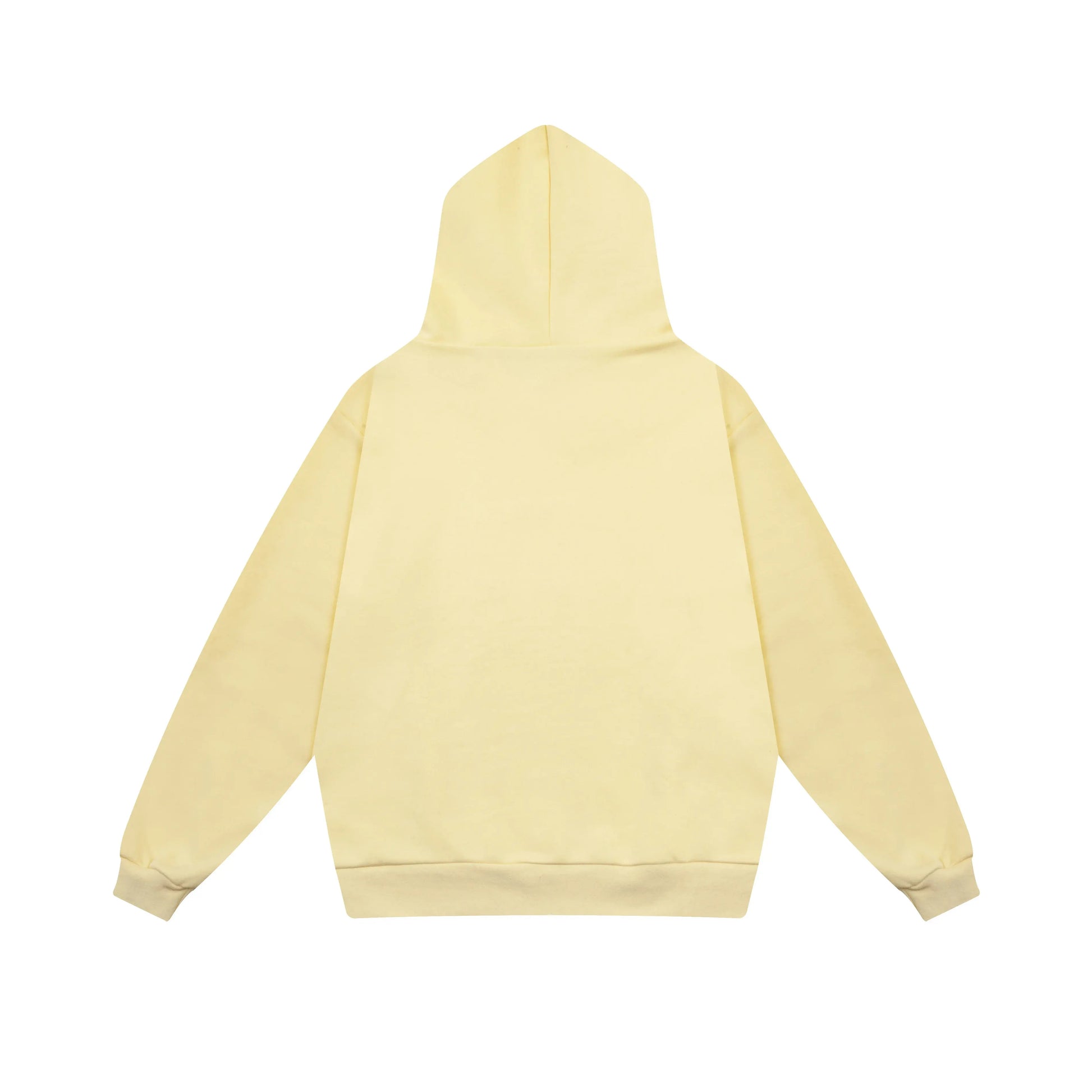 Essentials Garden Yellow hoodie back view relaxed fit heavyweight core fleece