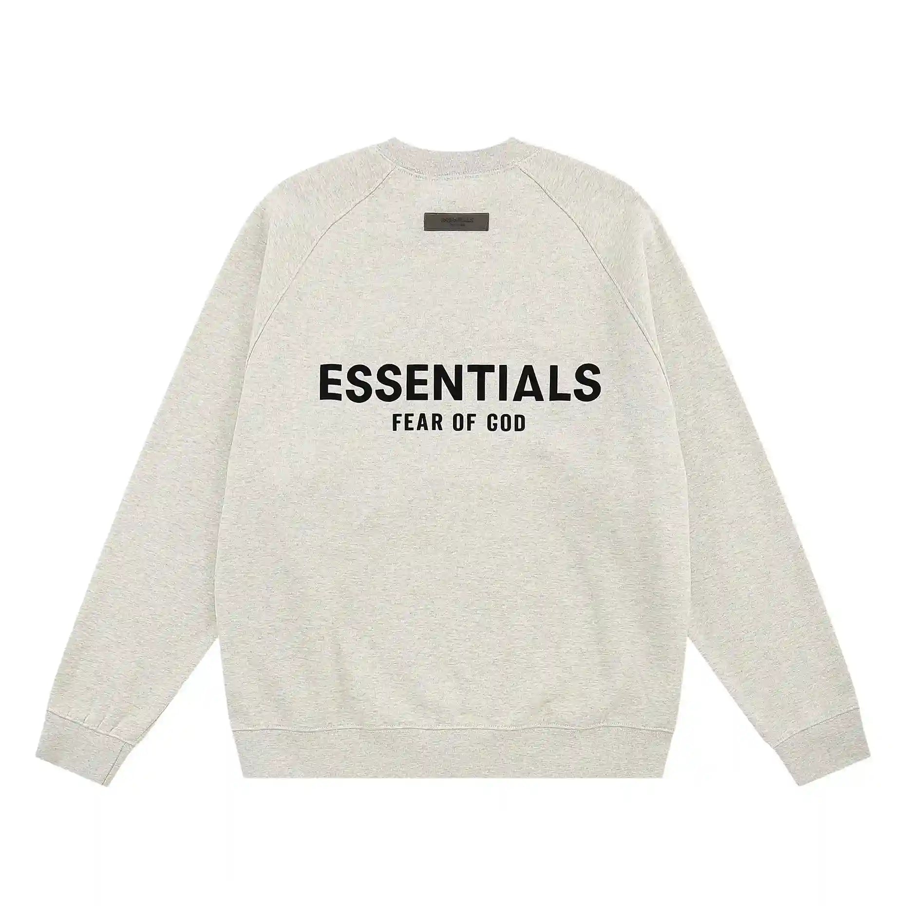 Essentials cloud dance sweatshirt back view beveled logo branding