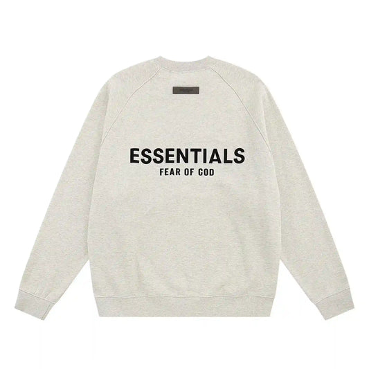 Essentials cloud dance sweatshirt back view beveled logo branding
