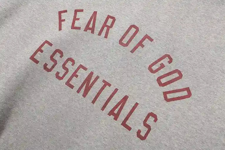 essentials dark heather oatmeal hoodie ribbed cuffs and hem detail