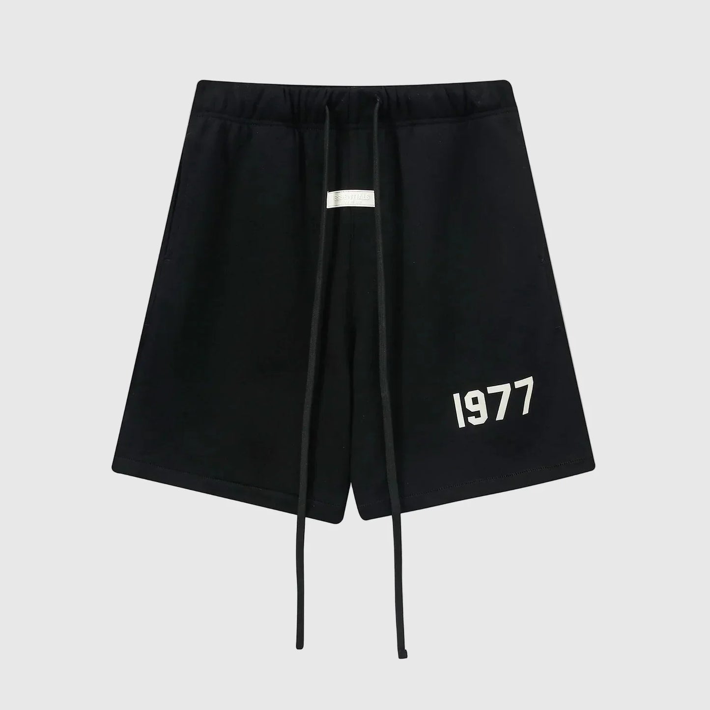 Essentials Black fleece shorts front view – Fear of God